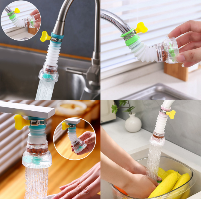 【麥飯石淨水器】生活小妙招，可延伸旋轉龍頭起泡器~ 廚房家用自來水延伸器，自由伸縮，過濾水質。360°隨意旋轉！