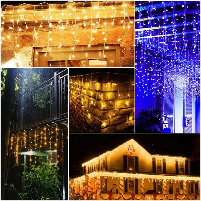 【買一送一】500公分高亮瀑布星星燈，多色可選，8種功能模式，營造浪漫氛圍，適用於多種場合