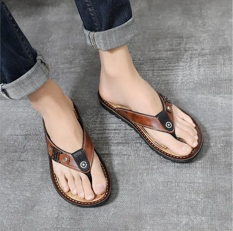 【匠心製造】日本直郵，專為男士訂製的夏季涼鞋，復古時尚，防滑防臭腳，軟底人字拖！