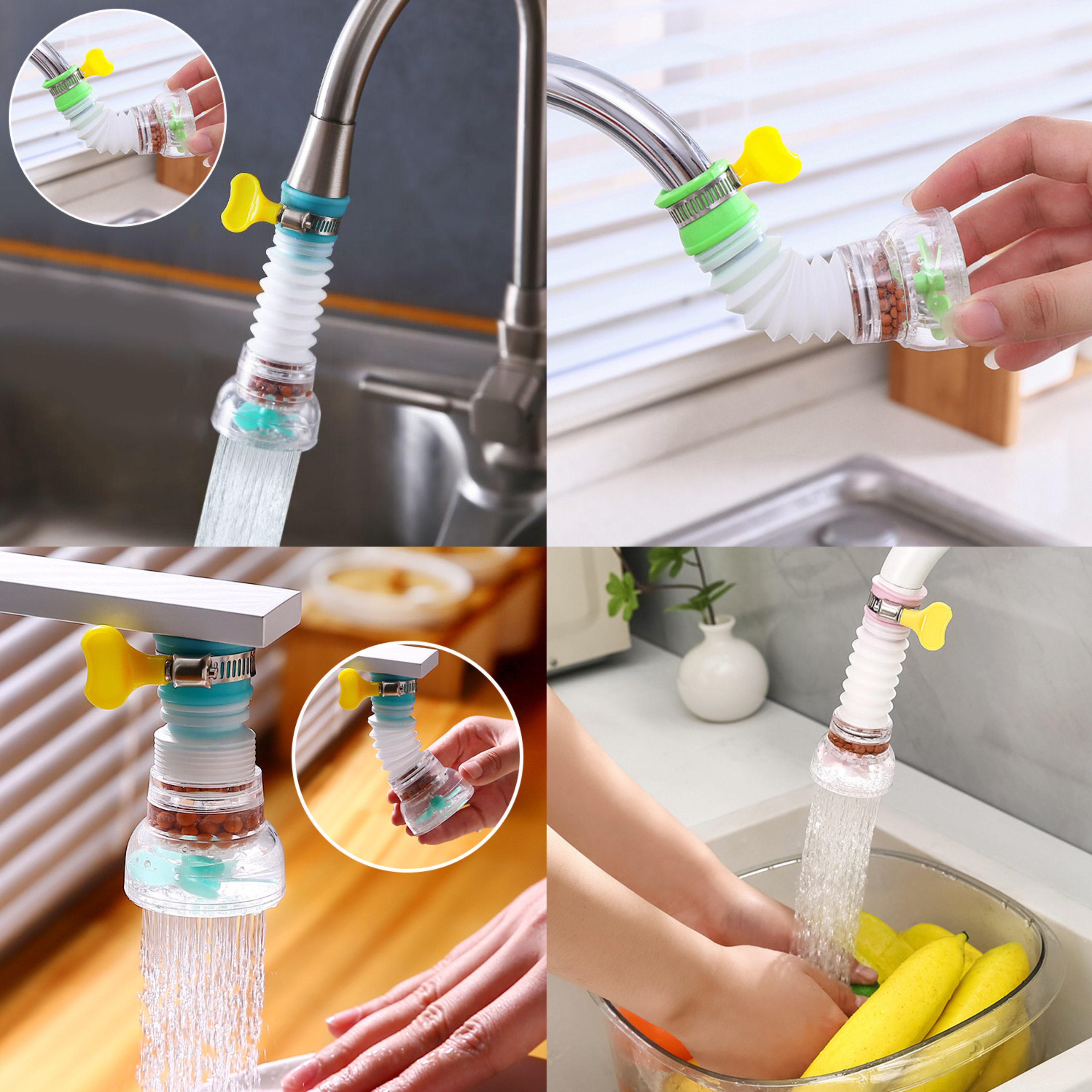 【麥飯石淨水器】生活小妙招，可延伸旋轉龍頭起泡器~ 廚房家用自來水延伸器，自由伸縮，過濾水質。360°隨意旋轉！